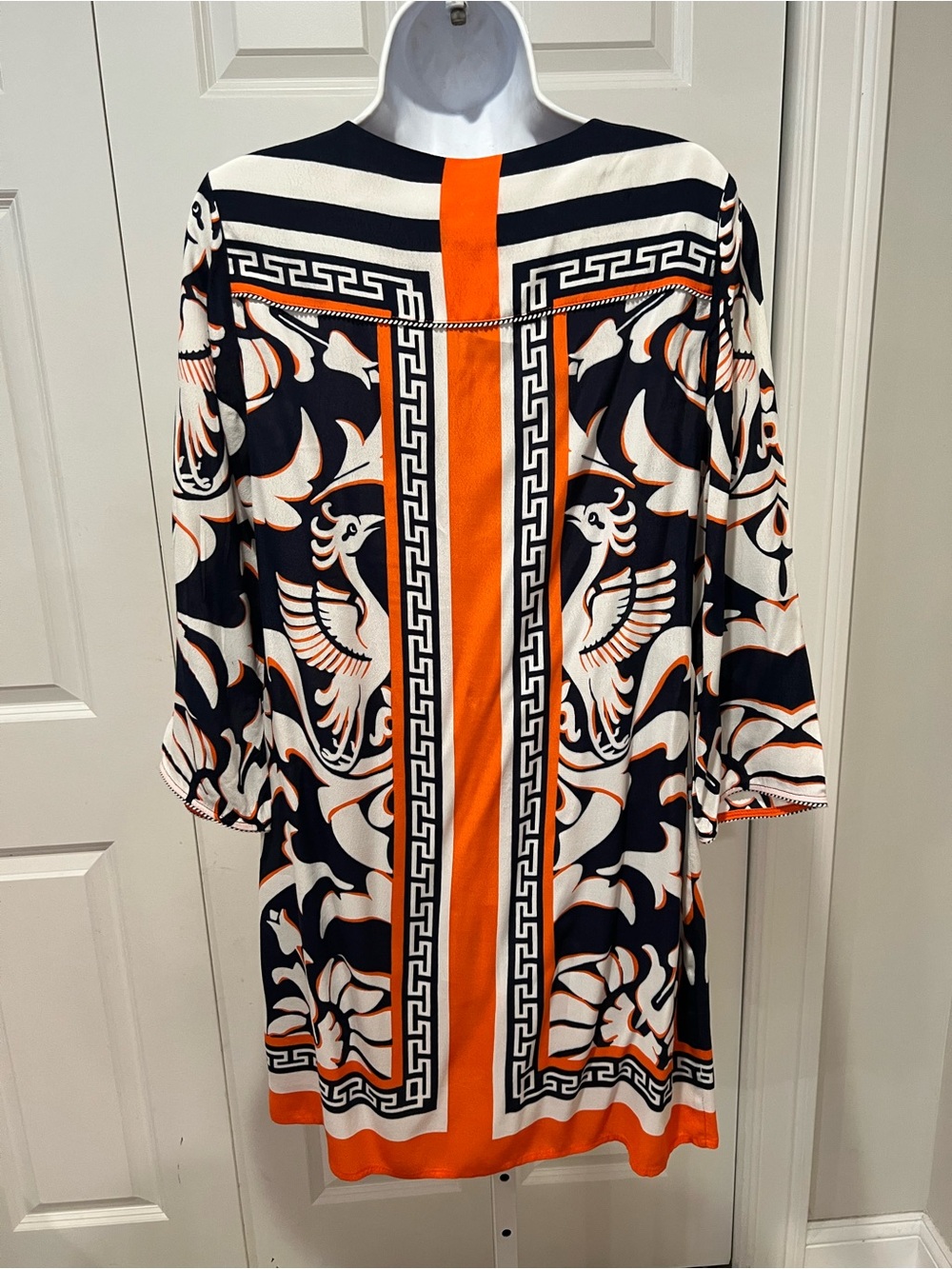 Orange & Navy Printed Shift Dress - Picture 7 of 8